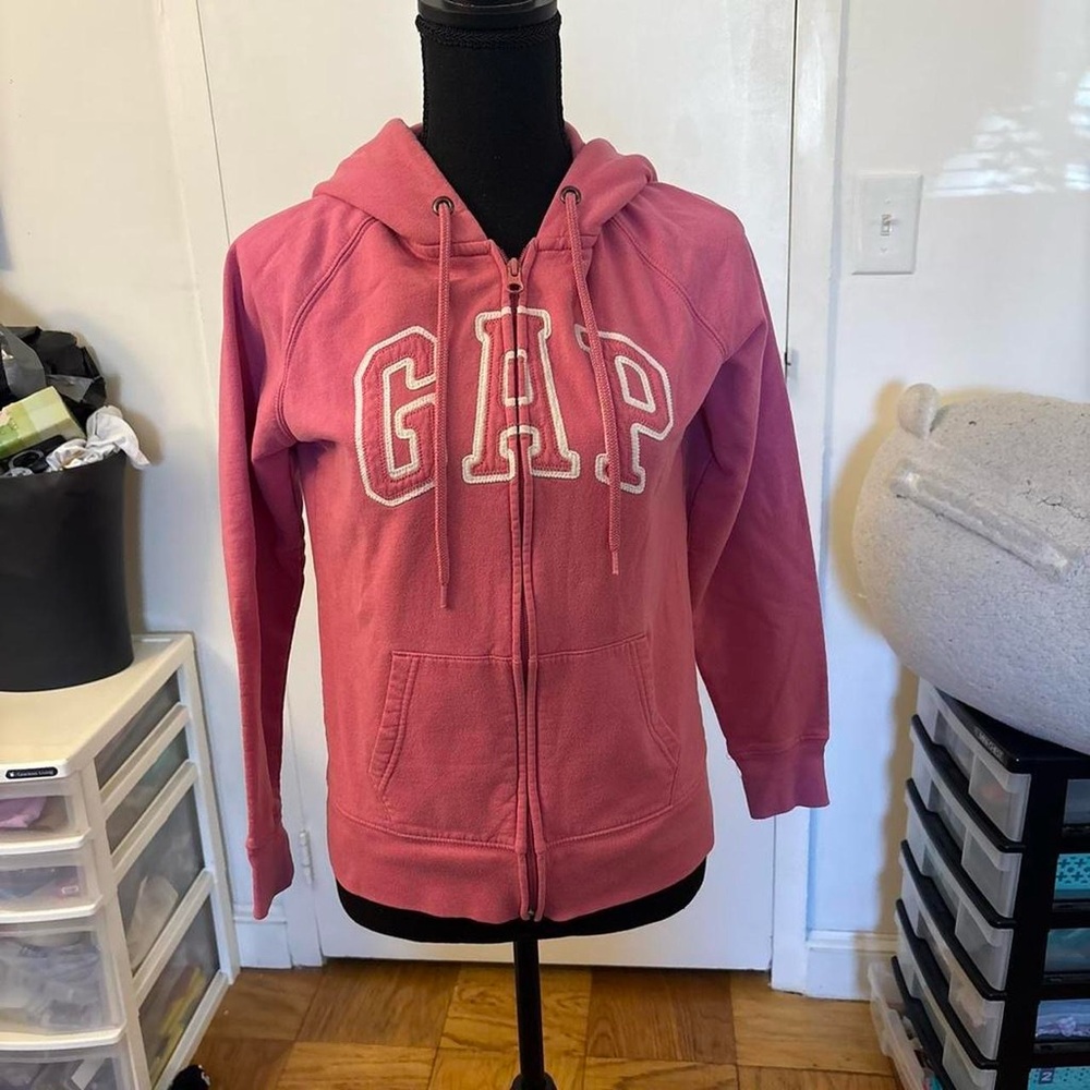GAP Girls Coral Pink Zip Hoodie with Logo